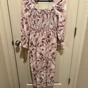 House of Harlow 1960 Pink Ruched Sundress with Bishop Sleeves